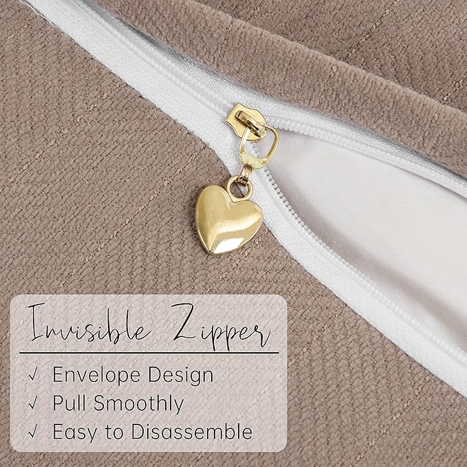 ZWJD Khaki Pillow Covers 24x24 Set of 2 Chenille Throw Pillow Covers with Elegant Design Soft and Luxurious Decorative Throw Pillows for Couch, Bed, and Home Decor