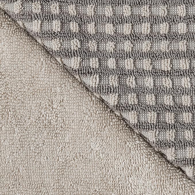 Modern Threads 6-Piece 100% Combed Cotton Yarn Dyed Cobblestone Jacquard Towel Set Charcoal