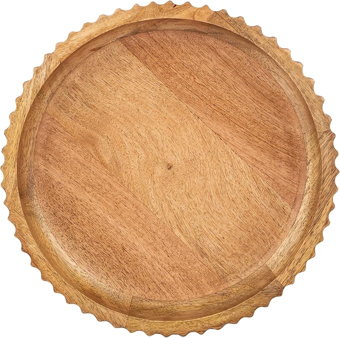Wooden Serving Bowl– 2 Inches, Mango Wood – Large Bowl, Color-Natural Wood Finish