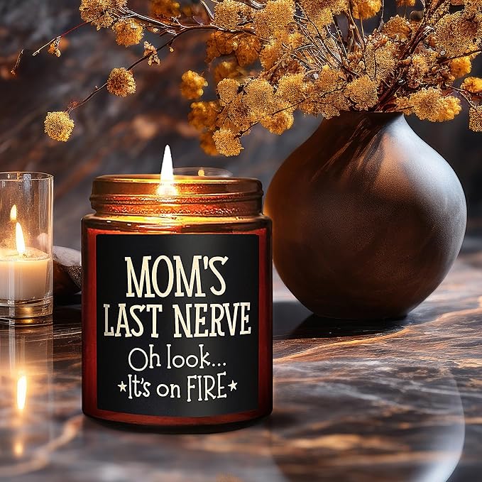 Best Mom Gifts from Daughter, Son - Fun Relaxing Candle - Funny Birthday Gifts for Women, Her, Wife, Stepmother, New Mom - Mom's Last Nerve Natural Soy Wax Candle - Mothers Day, Thanksgiving