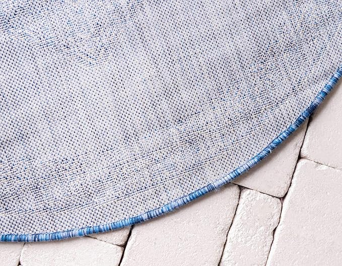 Unique Loom Outdoor Traditional Collection Area Rug - Antique (4' 1" Round, Blue/ Gray)