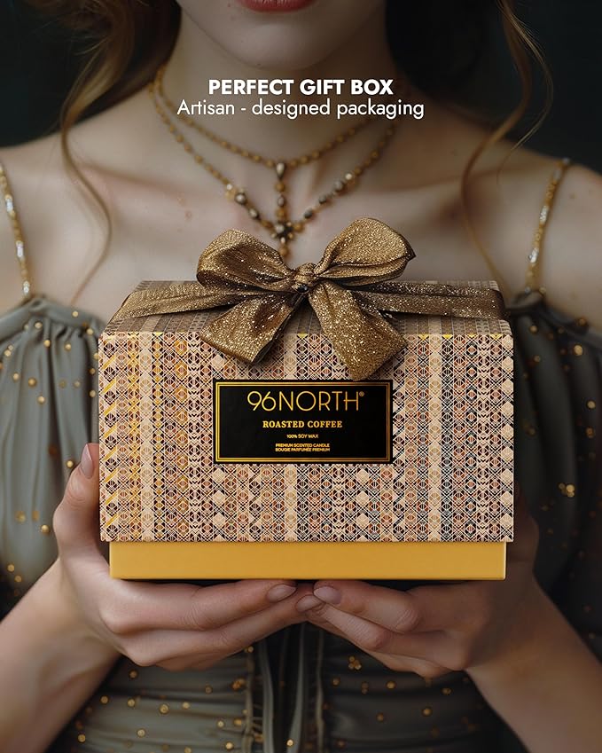 96NORTH Luxury Coffee Soy Candle | Large 3 Wick Jar Candle | Up to 40 Hours Burning Time | 100% Natural Soy Wax | Housewarming Gift for Men and Women