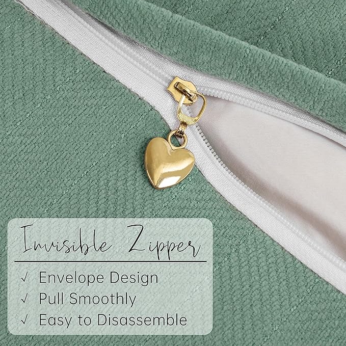 ZWJD Dusty Green Pillow Covers 22x22 Set of 2 Chenille Throw Pillow Covers with Elegant Design Soft and Luxurious Decorative Throw Pillows for Couch, Bed, and Home Decor