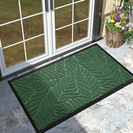 Yimobra Front Door Mat Outdoor Indoor, 47x32 All-Season Waterproof Welcome Mat, All-Weather Outside Entrance Mat, Non-Slip Patio Porch Doormat, Low Profile, Fade Resistant, Green