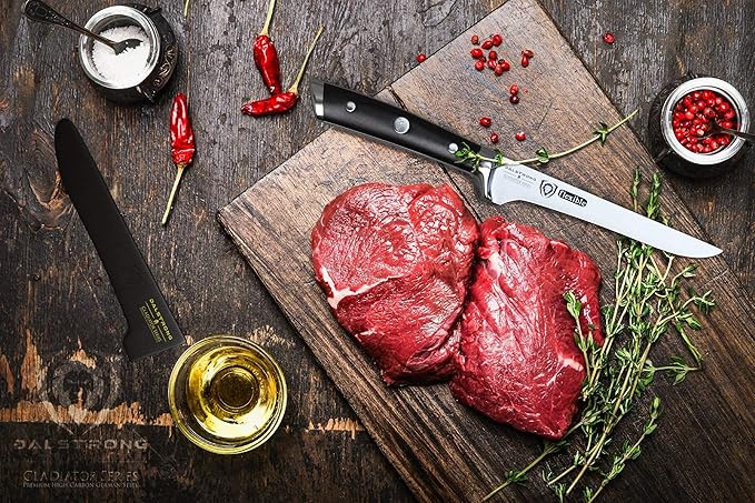 Dalstrong Boning Knife - 6 inch - Gladiator Series Elite - Forged German High-Carbon Steel Kitchen Knife - Razor Sharp - Black G10 Handle - w/Sheath - NSF Certified