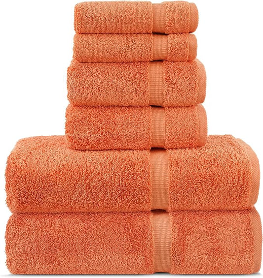 Chakir Turkish Linens Luxury Spa and Hotel Quality Premium Turkish Cotton 6-Piece Towel Set (2 x Bath Towels, 2 x Hand Towels, 2 x Washcloths)