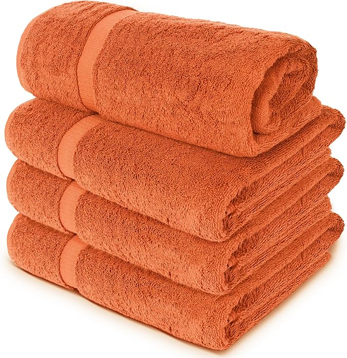 Chakir Turkish Linens | Hotel & Spa Quality 100% Cotton Luxury Turkish Towels | Soft & Absorbent (30x60 Inches Extra Large Bath Towels, Set of 4 - Coral)