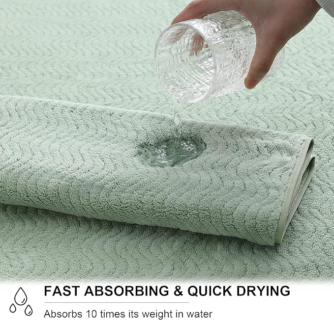 Ultra Soft Bath Towel Set of 4, Green Extra Large Textured Microfiber Luxury Towels 35x70 in, Quick Dry, Highly Absorbent, Fluffy, Oversized, for Bathroom Shower Pool Hotel Beach