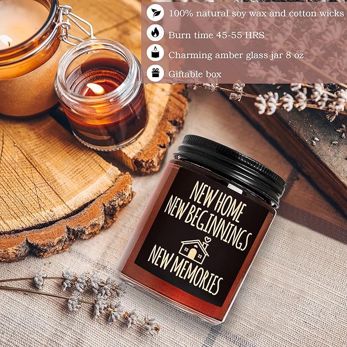 New Home New Beginnings Candle - Housewarming Gifts for Women Men Friends - Hawaii Pineapple Soy Wax Jar Candle - Congratulations New Homeowner, First Apartment - Welcome & Moving Away Gift