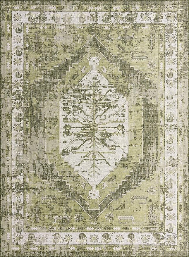 Unique Loom Outdoor Traditional Collection Area Rug - Valeria (10' x 13' 1" Rectangle, Green/ Light Green)