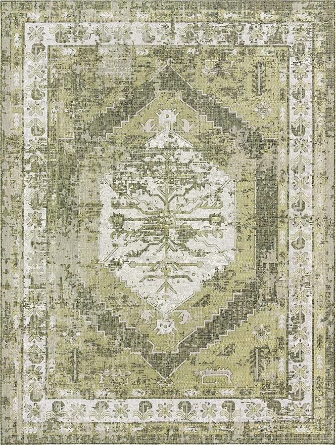 Unique Loom Outdoor Traditional Collection Area Rug - Valeria (9' x 12' 2" Rectangle, Green/ Light Green)
