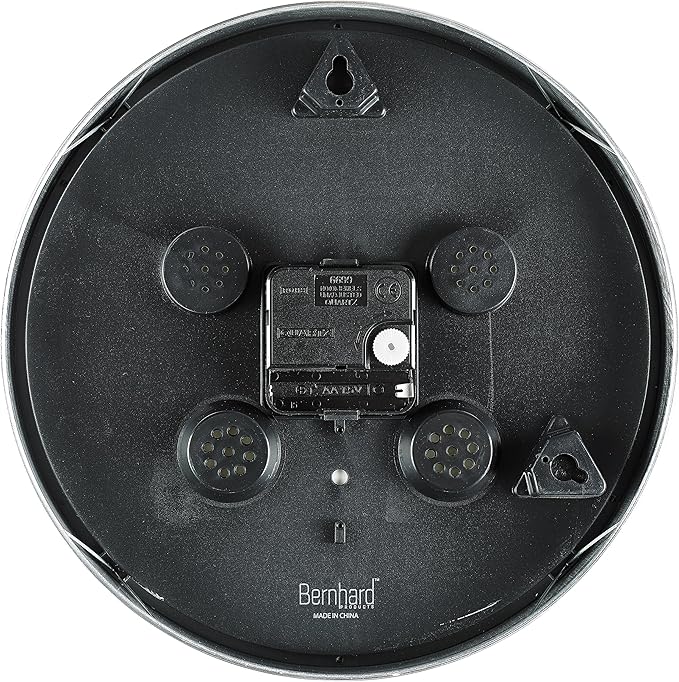 Bernhard Products Modern Wall Clock 10 Inch Black & Silver Silent Non Ticking Battery Operated Metal Round Elegant Quality Quartz, Kitchen Home Office Clock with 3D Numbers, Easy to Read