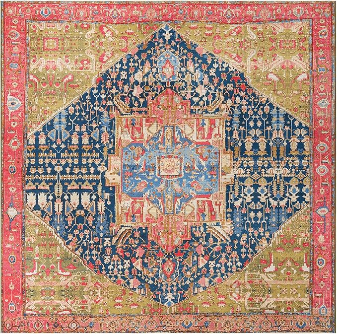Unique Loom Outdoor Traditional Collection Area Rug - Limon (10' Square Multi/Red)
