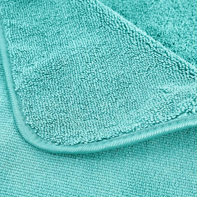 POLYTE Oversize, 60 x 30 in., Quick Dry Lint Free Microfiber Bath Towel Set, 6 Piece (Aqua)