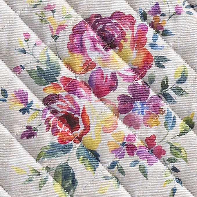 Maison d' Hermine Oven Gloves 100% Cotton Oven Mitt 7" x 13" with Loop Heat Resistant, BBQ, Cooking Gloves, Baking, Grilling, Kitchen, Handling Hot Pans Spring/Summer (Pack of 1, Rose Garden)