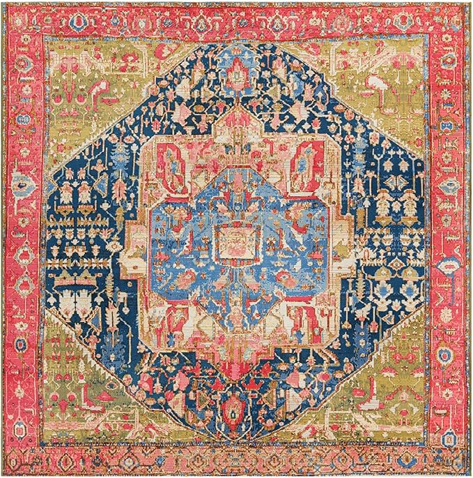 Unique Loom Outdoor Traditional Collection Area Rug - Limon (7' 10" Square Multi/Red)