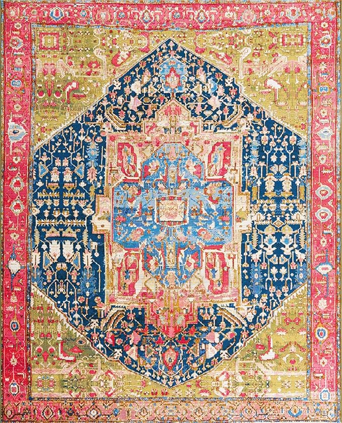 Unique Loom Outdoor Traditional Collection Area Rug - Limon (7' 10" x 10' Rectangle, Multi/ Red)