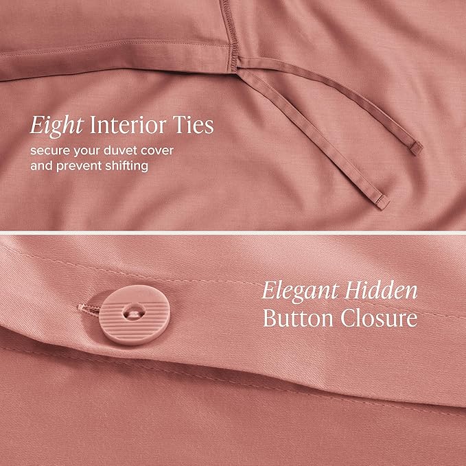 Bare Home 100% Organic Cotton Sateen Duvet Cover Set - Full/Queen Size - 400 Thread Count - Smooth Sateen Weave - Warm & Luxurious - Duvet Cover (Full/Queen, Dusty Rose)