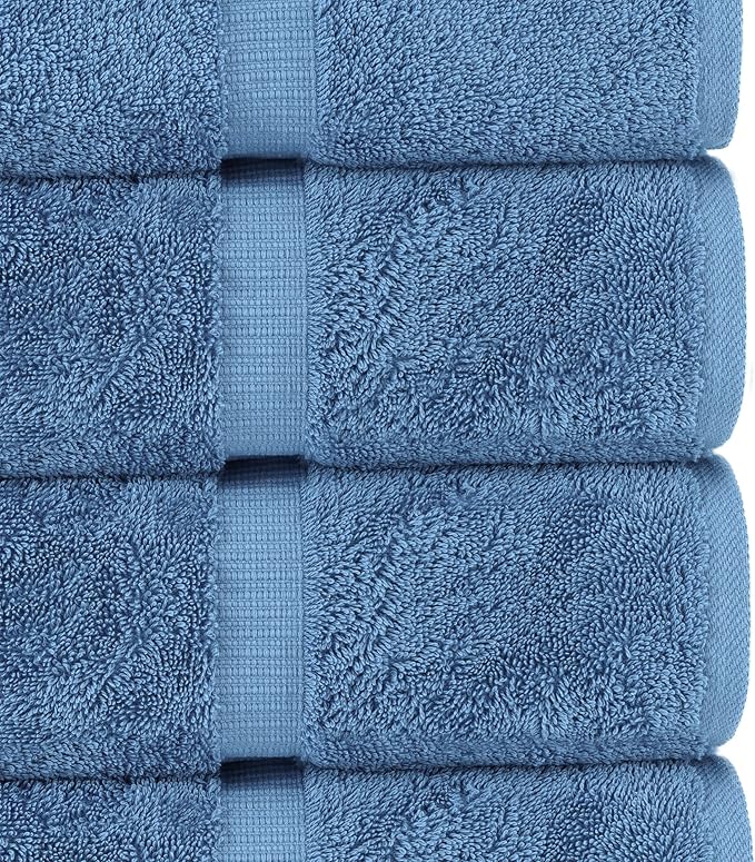 Chakir Turkish Linens | Hotel & Spa Quality 100% Cotton Luxury Turkish Towels | Soft & Absorbent (30x60 Inches Extra Large Bath Towels, Set of 4 - Wedgewood)