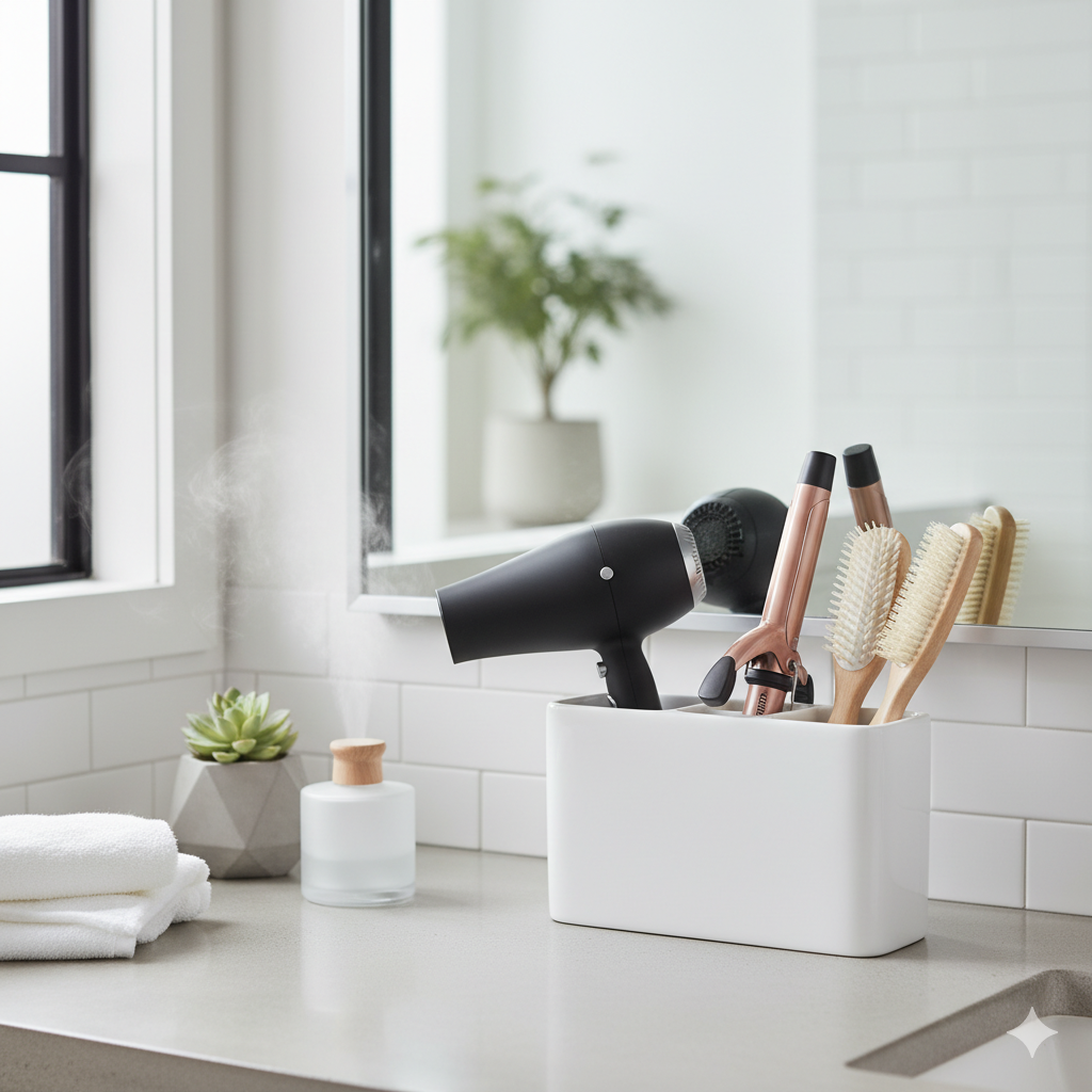 Make Your Mornings Easier with a Bathroom Hair Tool Organizer