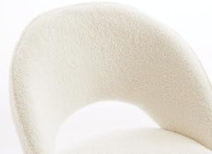 Furnimart Swivel Rolling Desk Chair, Adjustable Faux Fur Vanity Chair with Gold Legs, Cute Task Chair with Wheels for Living Room Bedroom Studying Small Places (Faux Fur White)