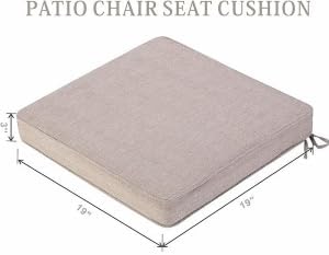 Outdoor Chair Cushions 19 x 19 Inch Set of 2 Water Resistant Seat Cushions with Ties, Outdoor Cushions for Patio Furniture with 3-Year Fade Resistant