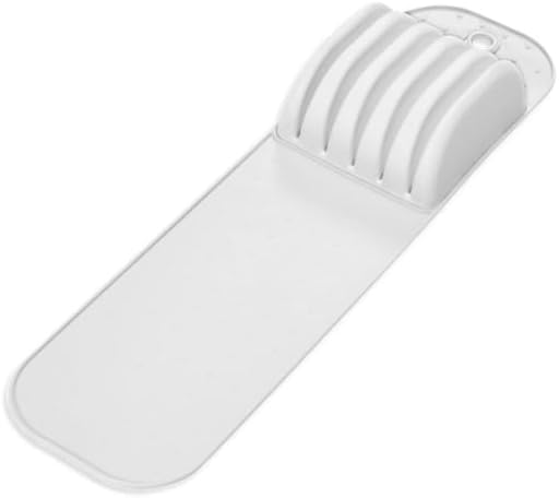 Madesmart Classic 5-Slot Small Knife Holder Storage Mat for Drawers, Soft-Grip Kitchen Knife Block, White/Gray