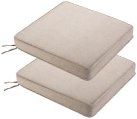 Outdoor Chair Cushions 19 x 19 Inch Set of 2 Water Resistant Seat Cushions with Ties, Outdoor Cushions for Patio Furniture with 3-Year Fade Resistant