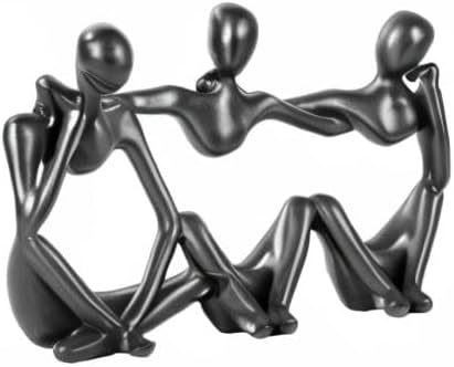 Thinker Statue Gold Decor Abstract Art Sculpture, Golden Resin Collectible Figurines for Home Living Room Office Shelf Decoration,Great Gifts Ideas (Conjoined Body-Black)