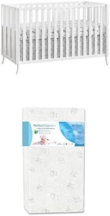 Oxford Baby xford Baby 2 PC Nursery Set Arlie 4 in 1 Convertible Island Crib White Perfect Comfort 2-Stage Crib Mattress & Toddler Mattress