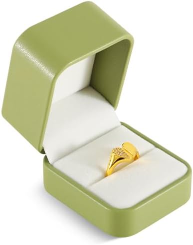 Engagement Ring Box, Leather Single Ring Box,Premium Wedding Ring Boxes For Ceremony,Luxury Proposal Ring Box,Green Ring Organizer For Jewelry