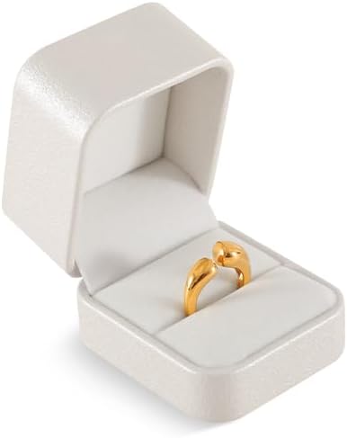 Ring Box Wedding Day, Leather Single Ring Box,Premium Engagement Ring Holder,Luxury Ring Display Case,White Jewelry Box
