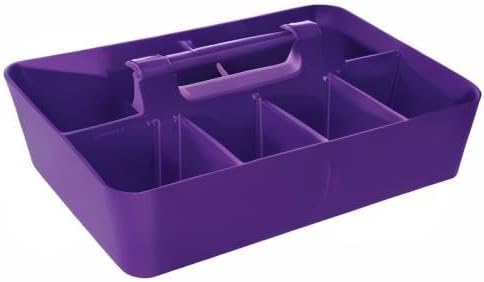 2 PACK Portable DIY 8 Dividers Durable Plastic Tote Tool & Supply Cleaning Caddy with Handle Made In USA (Royal Purple)