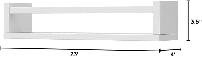 Onlysky Set of 4 Wall-Mounted Kid's Bookshelf - White Floating Nursery Book Shelves - Durable Wood Construction - Ideal for Nursery Decor, Kids Room, Toy Storage