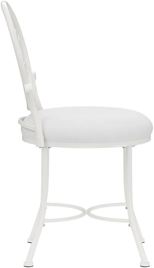 Hillsdale O'Malley Metal Vanity Stool for Makeup Room or Bathroom, White