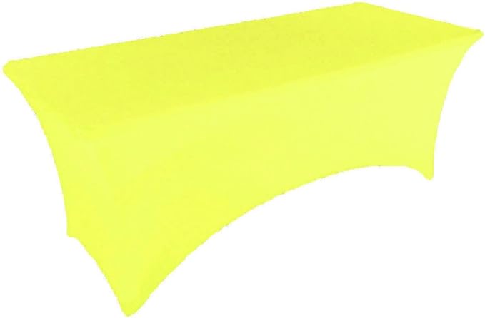 2 Pack 8FT Lemon Yellow Spandex Tablecloth Stretch Fitted Table Cover for Rectangular Table Event, Wedding, Banquet and Parties