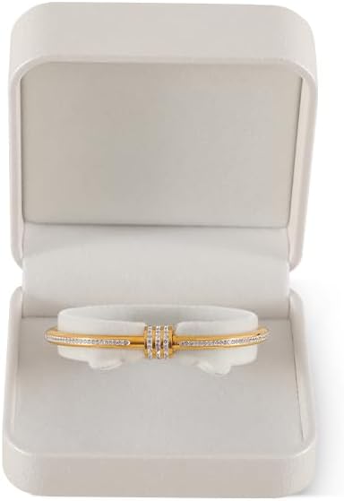 Bracelet Box, Leather Gift Box For Women,Premium Jewelry Boxes,Luxury Bangle Box (White)