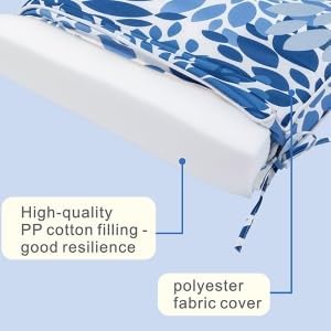 Outdoor Chair Cushions 19 x 19 Inch Set of 4 Water Resistant Seat Cushions with Ties, Outdoor Cushions for Patio Furniture with 3-Year Fade Resistant