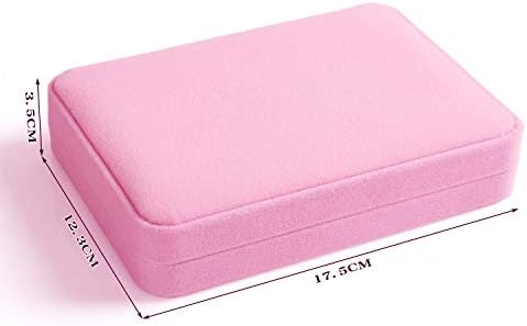 Wedding Jewelry Sets Velvet Box Necklace Earring Ring Display Case Storage Holder (Pink)