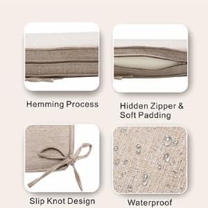 Outdoor Chair Cushions 19 x 19 Inch Set of 2 Water Resistant Seat Cushions with Ties, Outdoor Cushions for Patio Furniture with 3-Year Fade Resistant