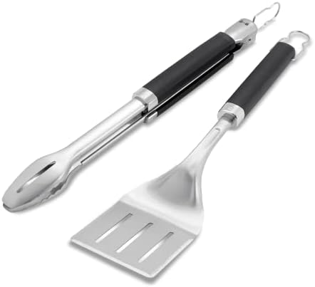 Weber Precision Tongs & Spatula Grilling Tool Set, Stainless Steel