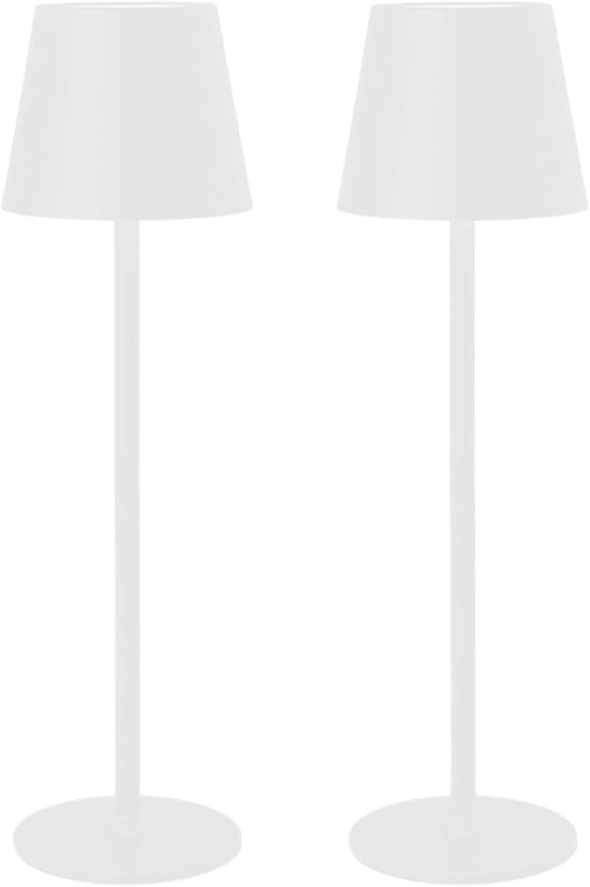 Cordless Table Lamp, Rechargeable Table Lamp with Touch Dimmable Control, Portable LED Desk Lamp for Indoor Patio (White-Round, 2)