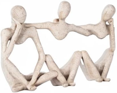 Thinker Statue Gold Decor Abstract Art Sculpture, Golden Resin Collectible Figurines for Home Living Room Office Shelf Decoration,Great Gifts Ideas (Conjoined Body-Sandstone)