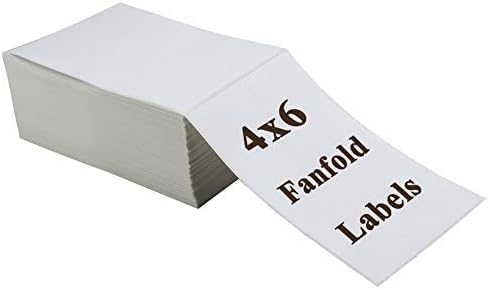 RyhamPaper 4" x 6" Fanfold Direct Thermal Labels White Mailing Postage Labels, Perforated, Permanent Adhesive Shipping Labels (1 Stacks - 500 Labels)
