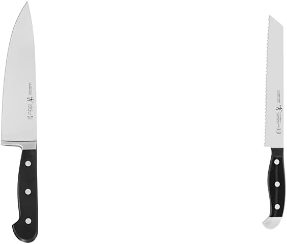 HENCKELS Classic Razor-Sharp 8-inch Slicing Knife & Statement Razor-Sharp 8-inch Bread Knife, Cake Knife, German Engineered Informed by 100+ Years of Mastery, Black