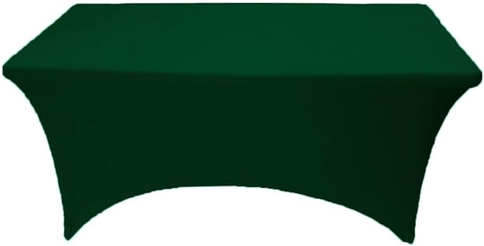 2 Pack 4FT Hunter Green Spandex Tablecloth Stretch Fitted Table Cover for Rectangular Table Event, Wedding, Banquet and Parties