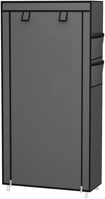 Calmootey 7 Tier Shoe Rack Organizer,Portable Shoe Shelf with Nonwoven Fabric Cover for Closet Hallway,Bedroom,Entryway,Grey