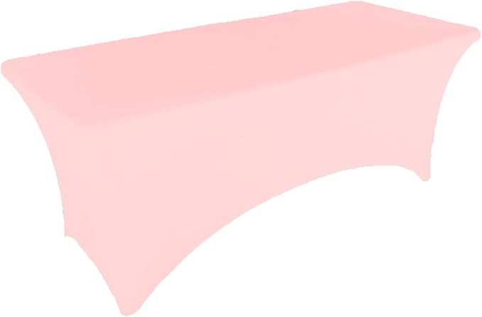 2 Pack 8FT Pink Spandex Tablecloth Stretch Fitted Table Cover for Rectangular Table Event, Wedding, Banquet and Parties