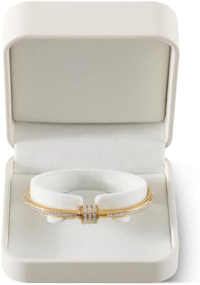 Bracelet Box, Leather Gift Box For Women,Premium Jewelry Boxes,Luxury Bangle Box (White)