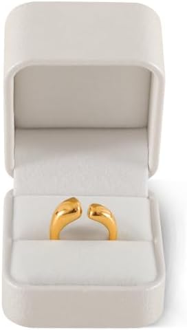 Ring Box Wedding Day, Leather Single Ring Box,Premium Engagement Ring Holder,Luxury Ring Display Case,White Jewelry Box